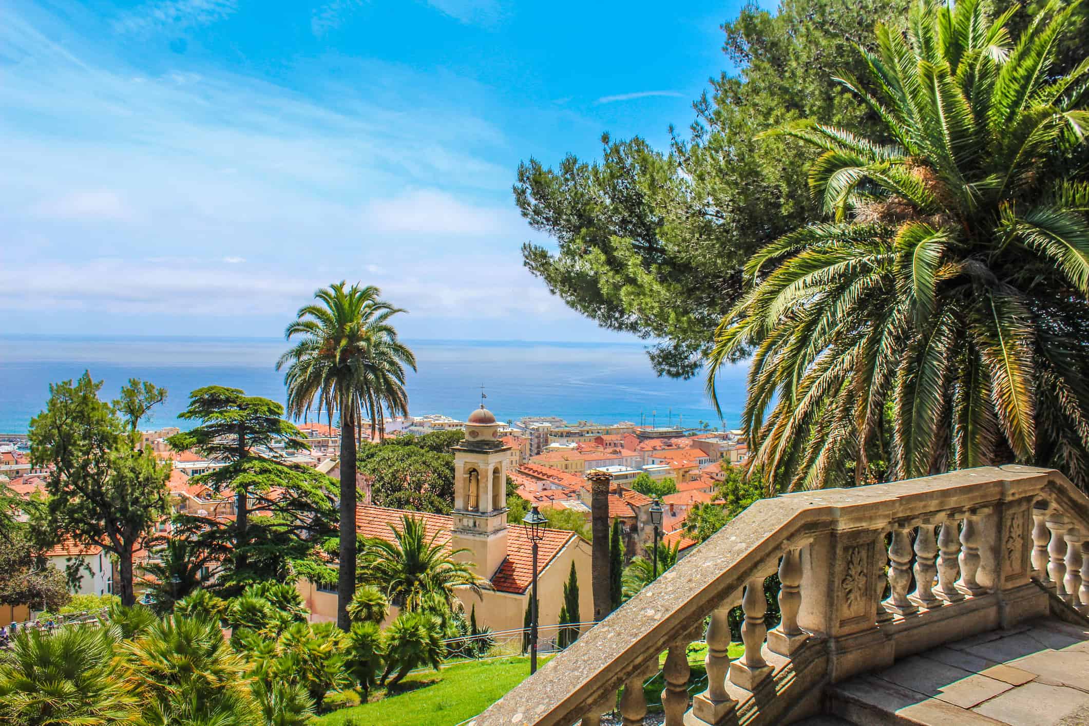 Hilltop view from old town Sanremo to the Mediterranean
